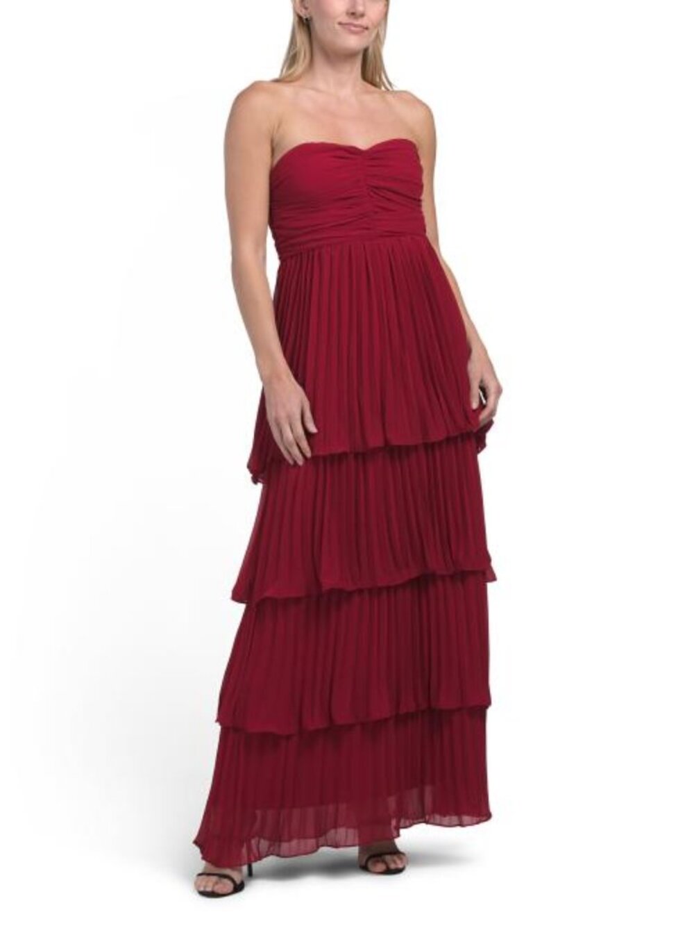 TAYLOR Pleated Tiered Strapless Dress - Picture 1 of 4
